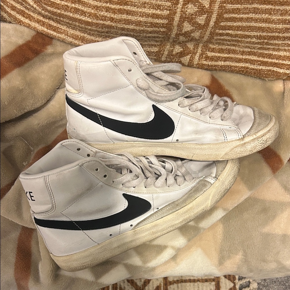 Nike White and Black High-Top Sneakers